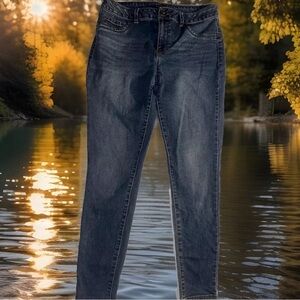 D Jeans Womens 8 Skinny Mid Rise Faded Dark Wash Stretch Denim